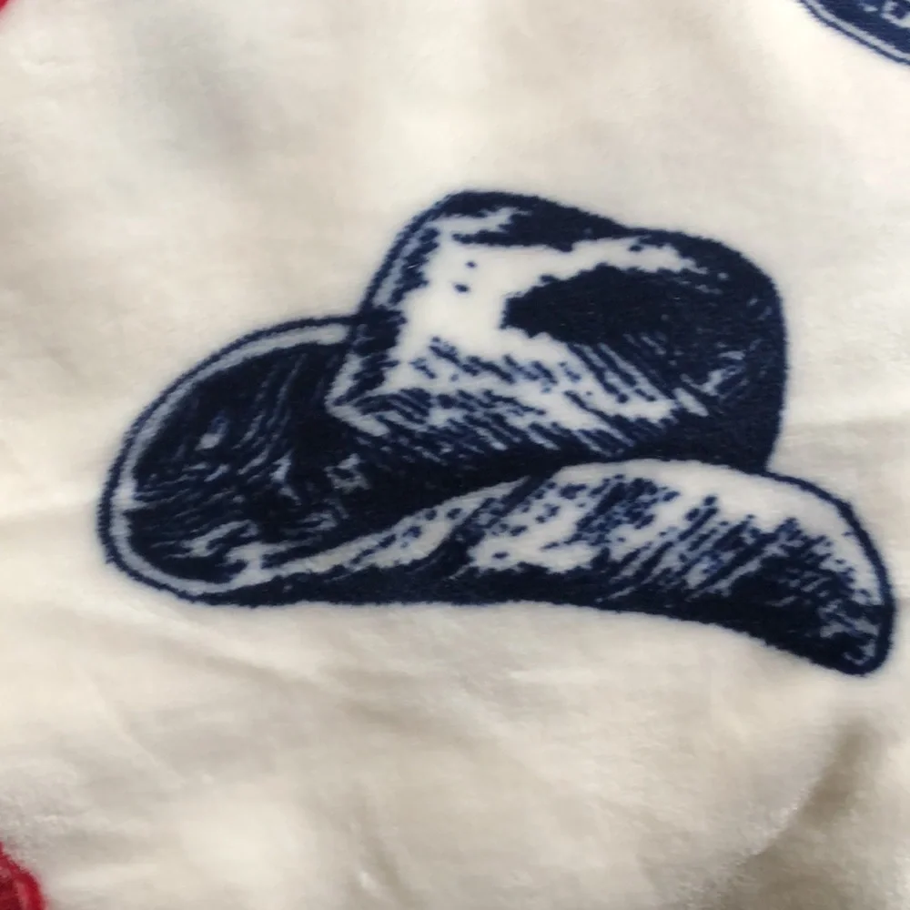 Wrangler Red and Blue Cowboy Boot and Hat Print Plush Throw